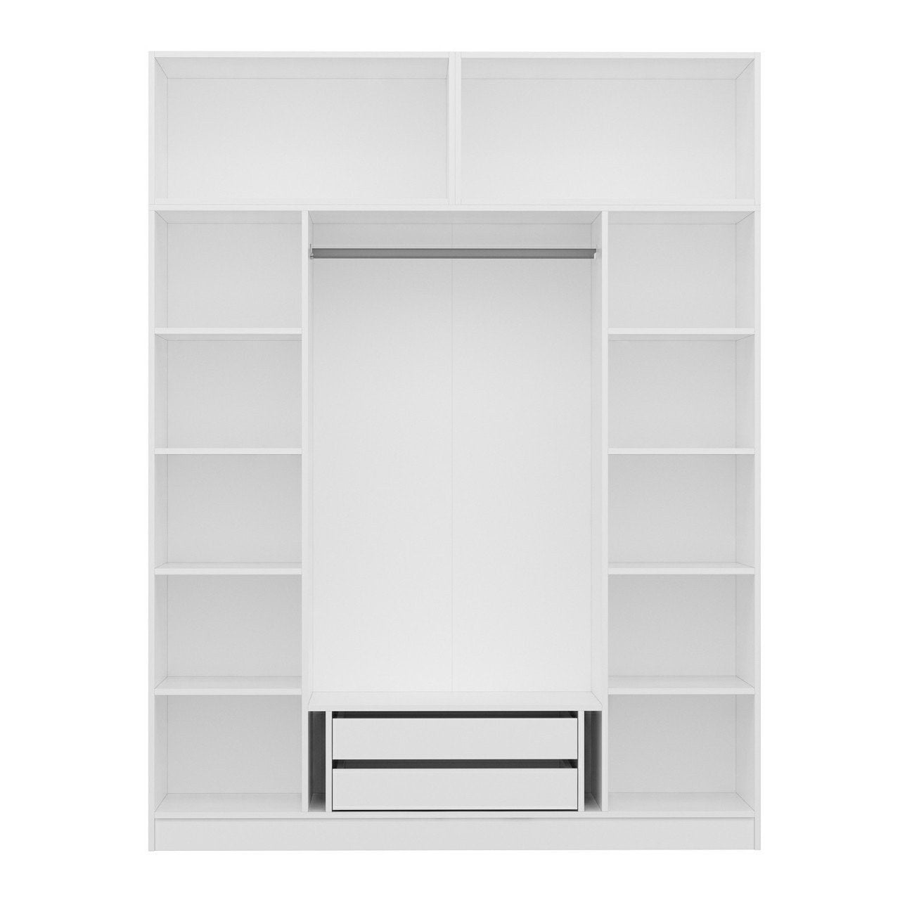 Armoire 6 portes et 4 miroirs Sanur L180xH235cm Blanc