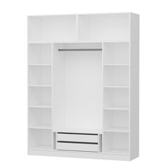 Armoire 6 portes et 4 miroirs Sanur L180xH235cm Blanc