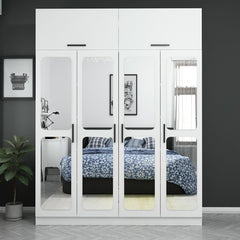 Armoire 6 portes et 8 miroirs Sanur L180xH255cm Blanc