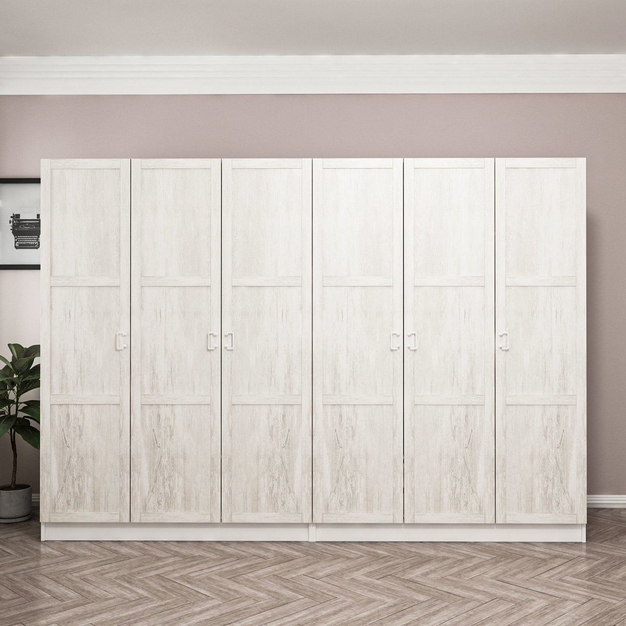 Armoire 6 portes Parai L270xH190cm Blanc