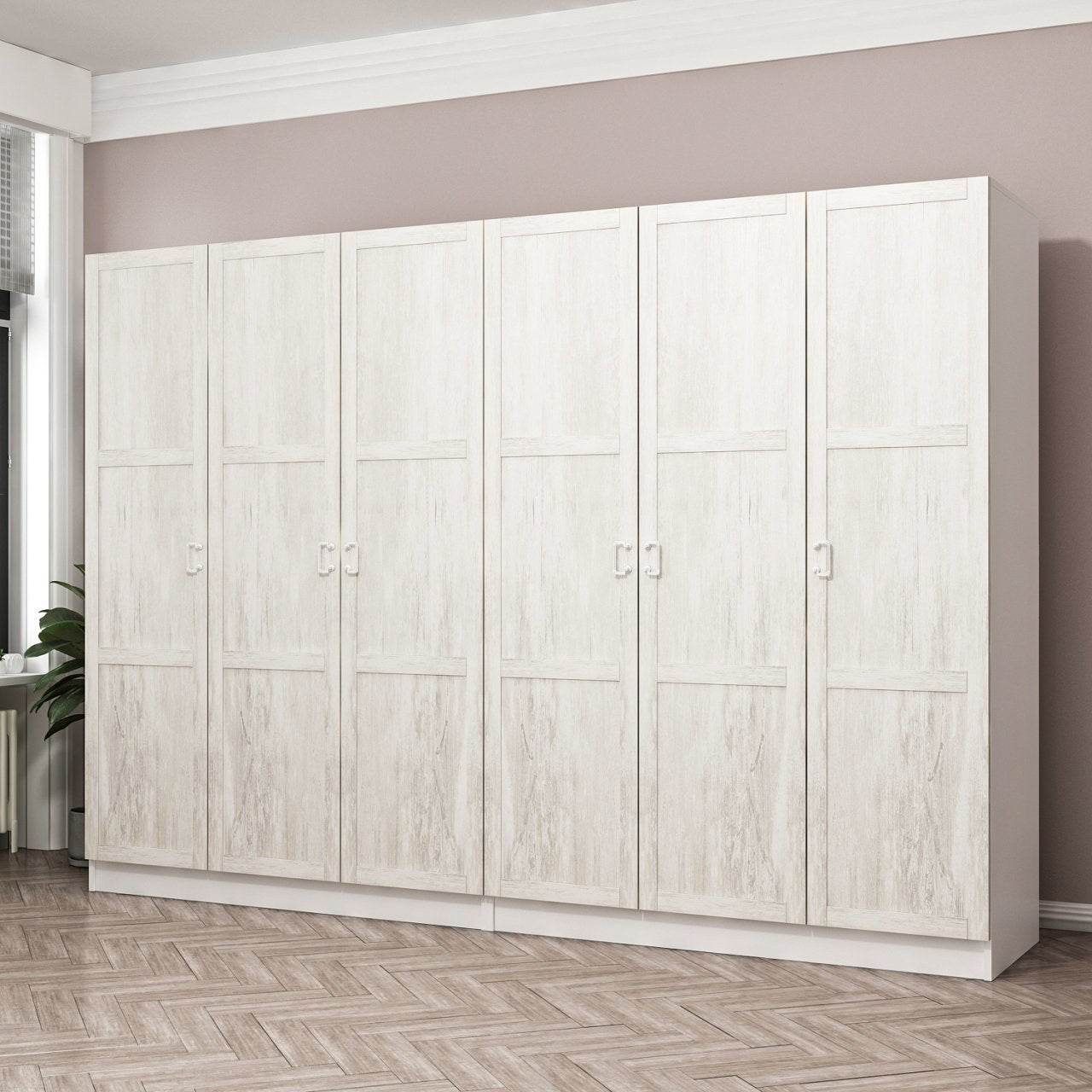 Armoire 6 portes Parai L270xH190cm Blanc