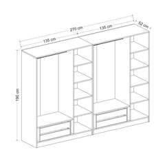 Armoire 6 portes Parai L270xH190cm Blanc