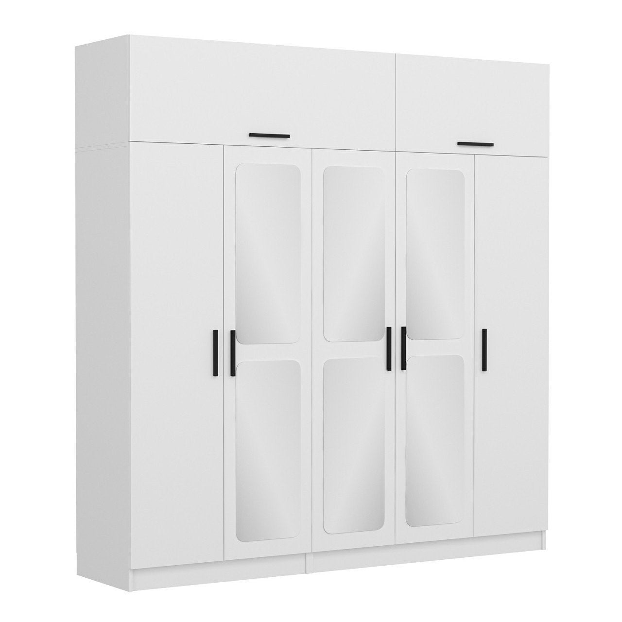 Armoire 7 portes et 6 miroirs Sanur L225xH235cm Blanc