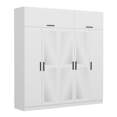 Armoire 7 portes et 6 miroirs Sanur L225xH235cm Blanc