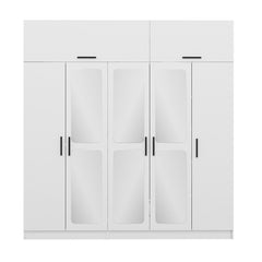 Armoire 7 portes et 6 miroirs Sanur L225xH255cm Blanc