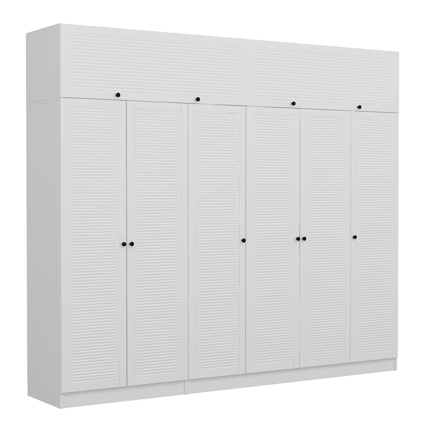 Armoire 6 portes et 2 portes basculantes modèle 2 Kuta L270xH210cm Bois Blanc