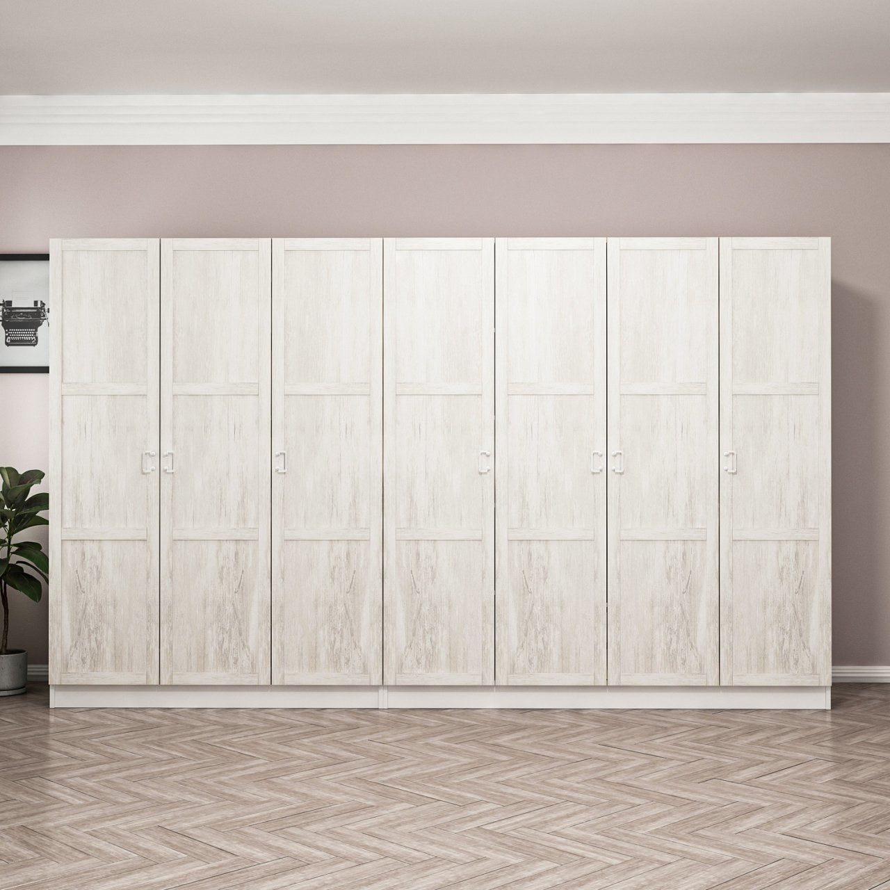 Armoire 7 portes Parai L315xH190cm Blanc