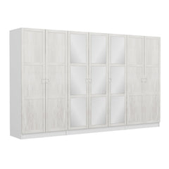 Armoire 7 portes et 9 miroirs modèle 2 Parai L315xH190cm Blanc