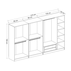 Armoire 7 portes et 9 miroirs modèle 2 Parai L315xH190cm Blanc