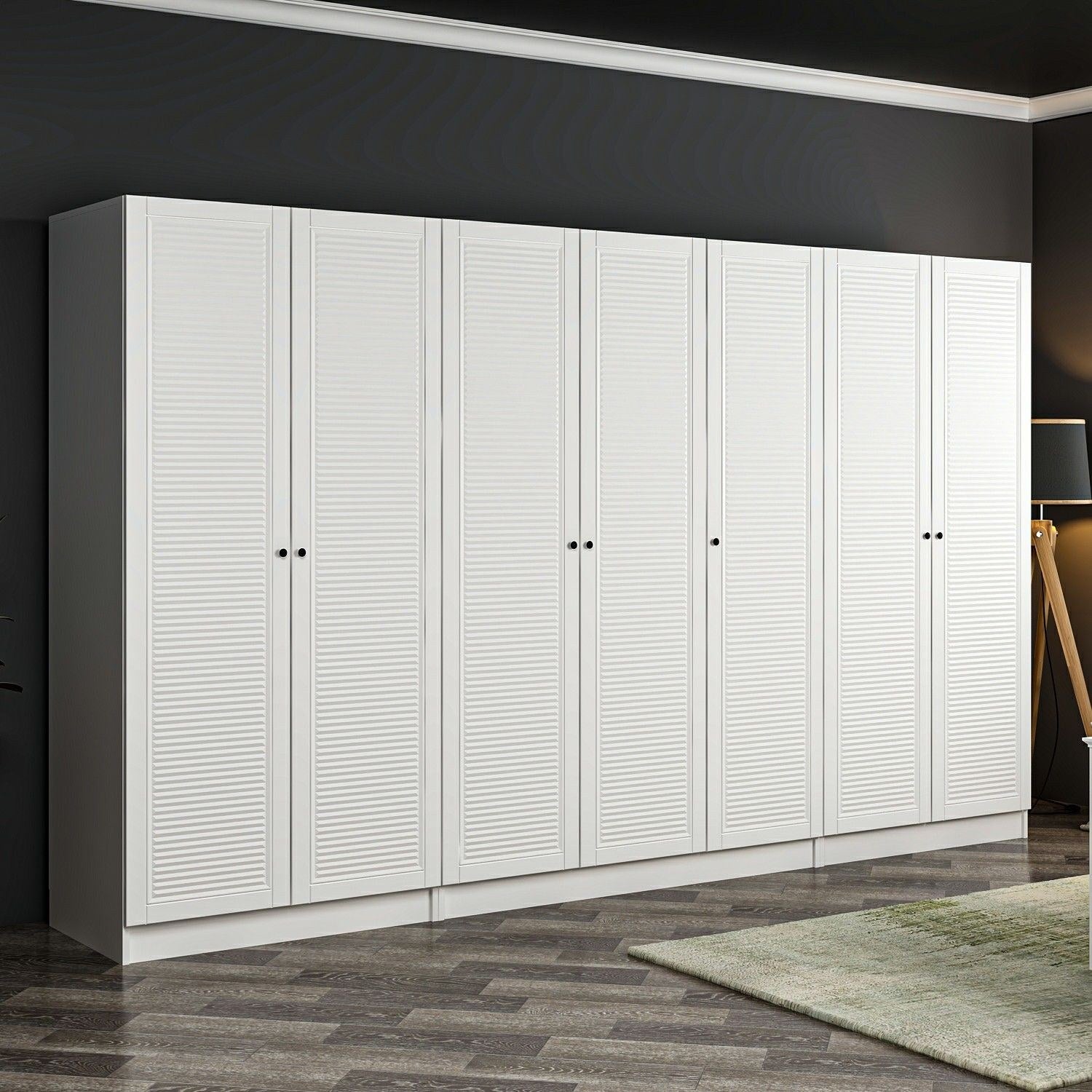 Armoire 6 portes Kuta L315xH210cm Bois Blanc