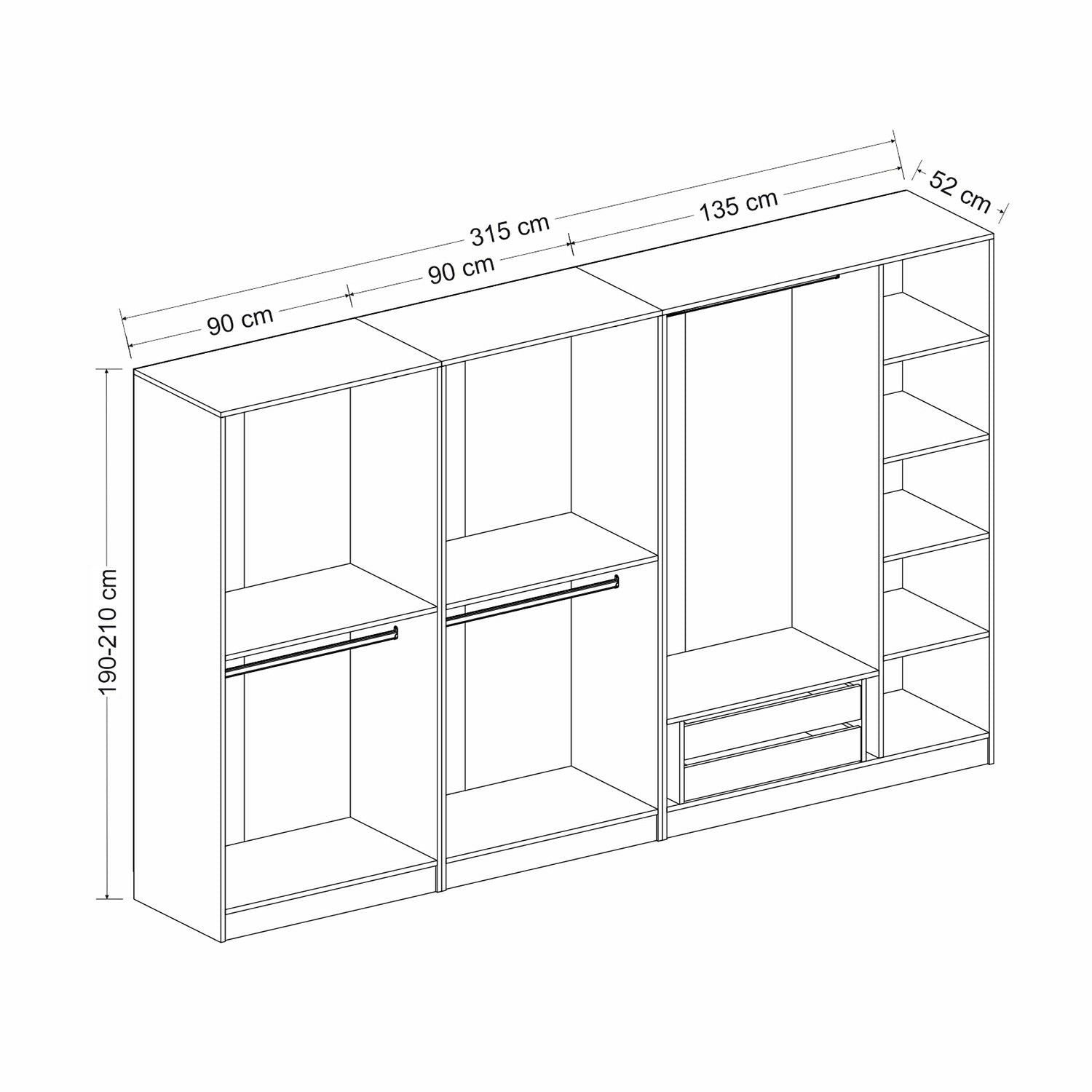 Armoire 6 portes Kuta L315xH210cm Bois Blanc