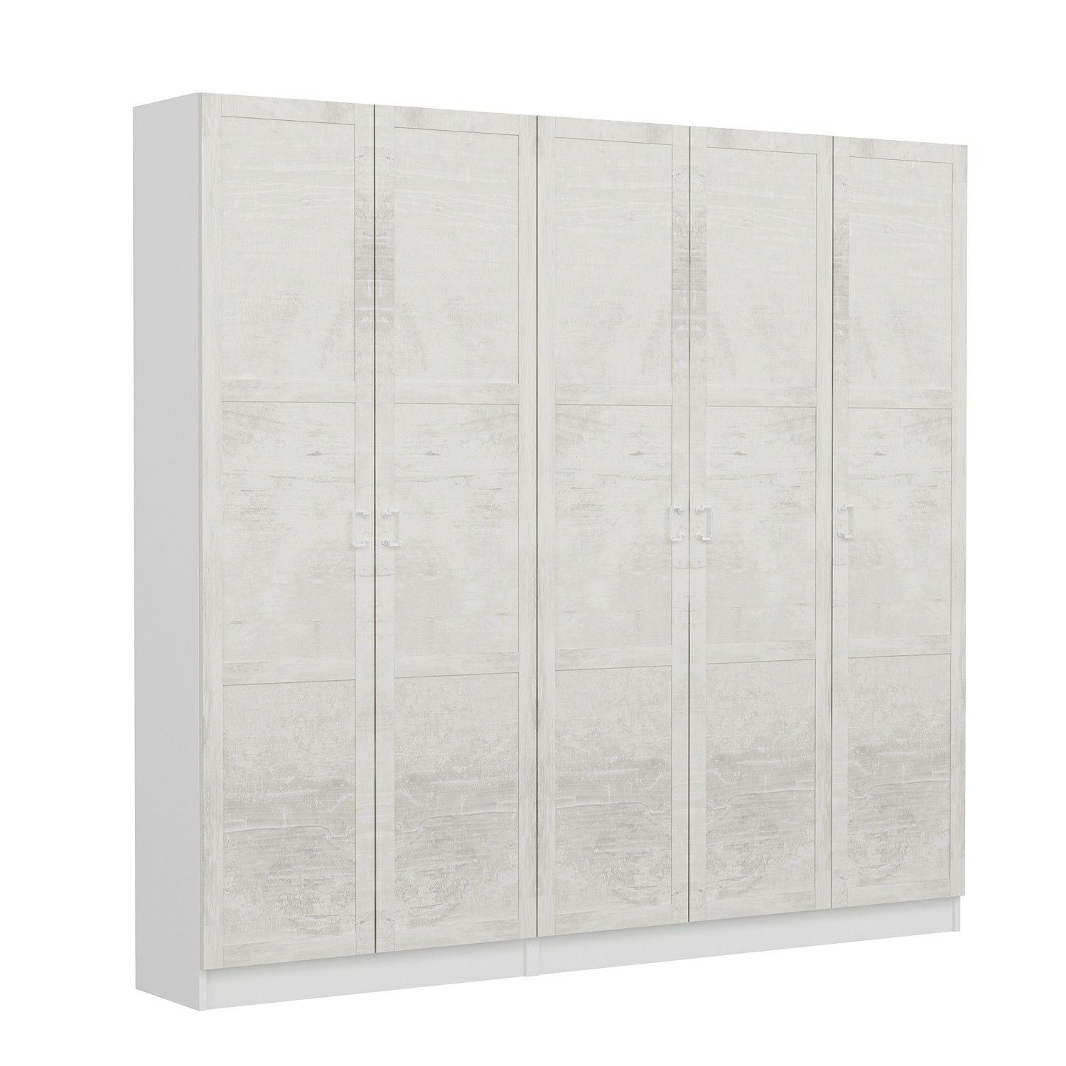 Armoire 5 portes Vitas L225cm Bois Blanc