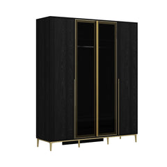 Armoire moderne 2 portes vitrées Bakita L120cm Noir et Or