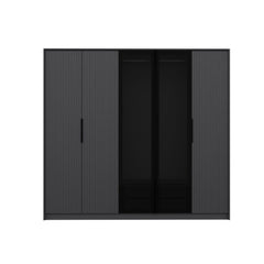 Armoire à 2 portes vitrées Eurybie L228xH210cm avec 3 trigles et 2 tiroirs Anthracite