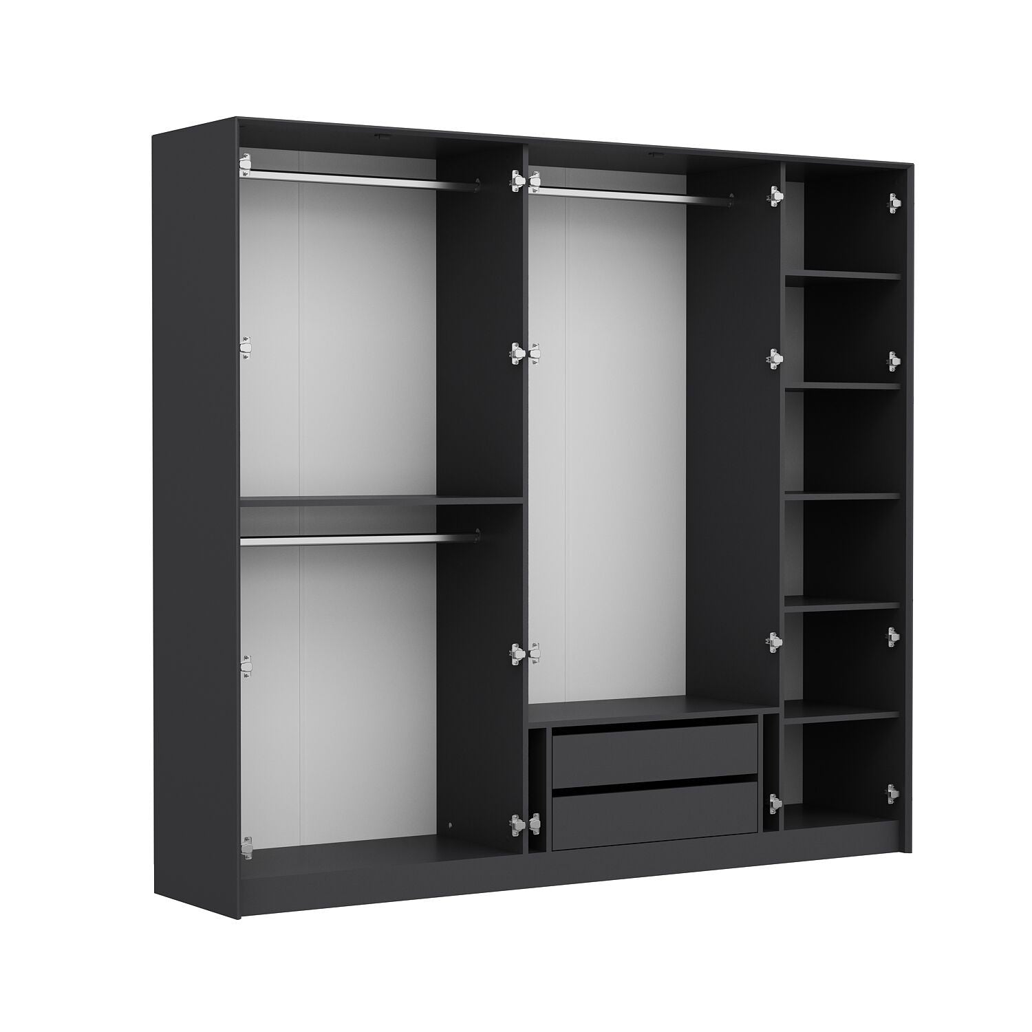 Armoire à 2 portes vitrées Eurybie L228xH210cm avec 3 trigles et 2 tiroirs Anthracite