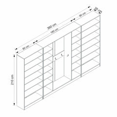 Placard d'entrée ouvert moderne 10 patères Antipax L360xH210cm Blanc