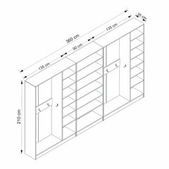 Placard d'entrée ouvert moderne 20 patères Antipax L360xH210cm Blanc