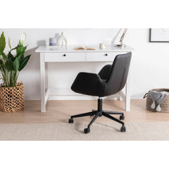 Fauteuil de bureau pivotant ajustable en hauteur Perrot Tissu Gris, Effet simili Anthracite et Métal Noir