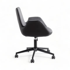 Fauteuil de bureau pivotant ajustable en hauteur Perrot Tissu Gris, Effet simili Anthracite et Métal Noir