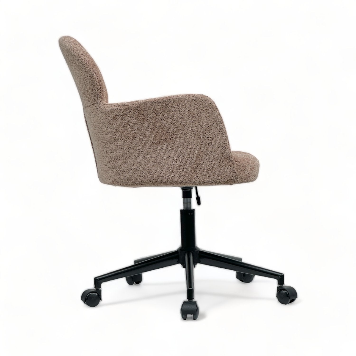 Fauteuil de bureau pivotant ajustable en hauteur Geslin Tissu bouclette Marron clair et Métal Noir