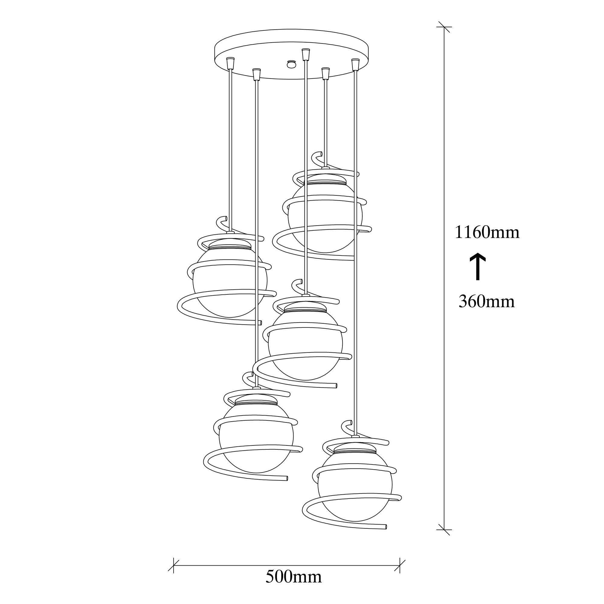 Suspension 5 ampoules hauteur réglable Addituma Métal spiral Noir