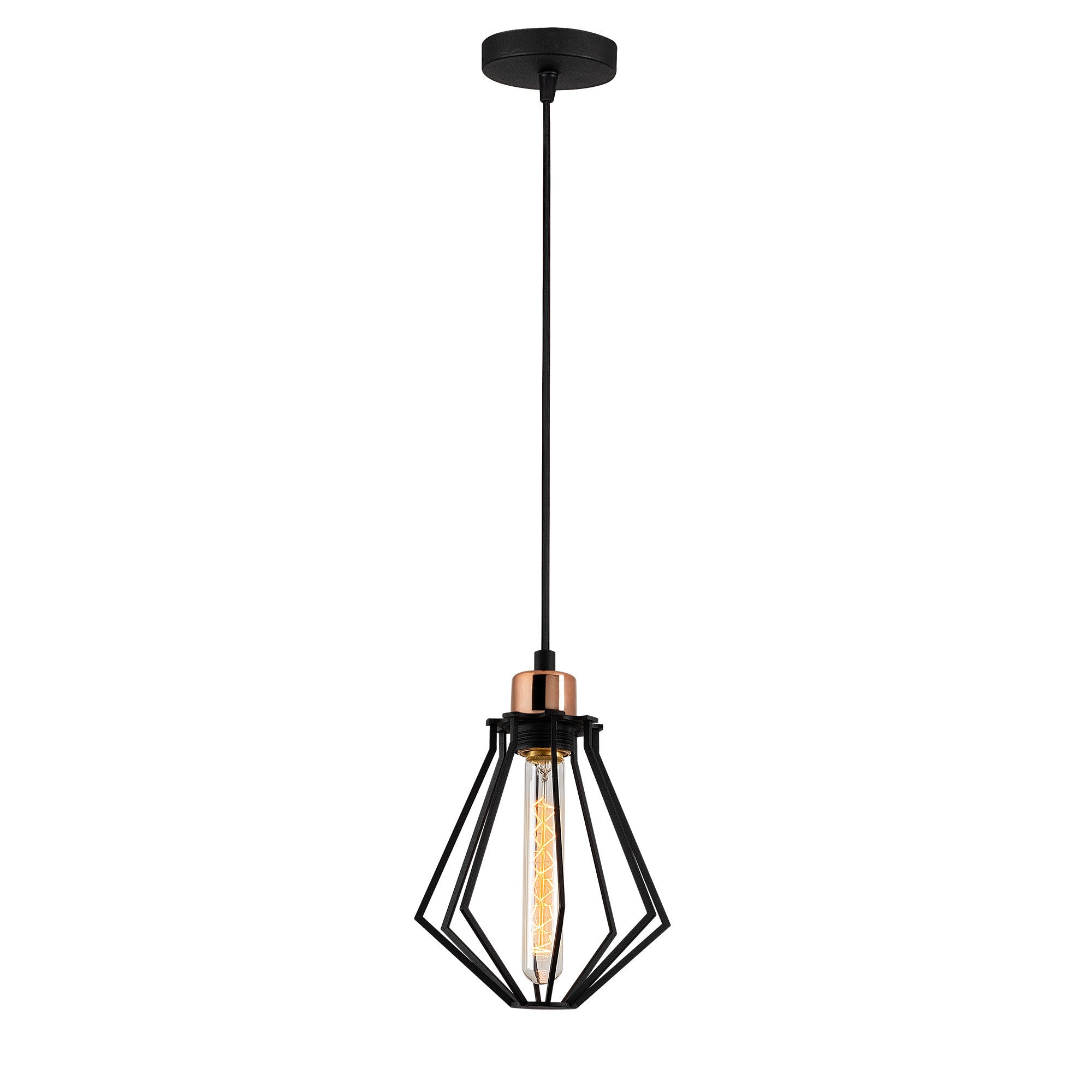 Suspension filaire 1 lampe Gatin D18cm Métal Noir