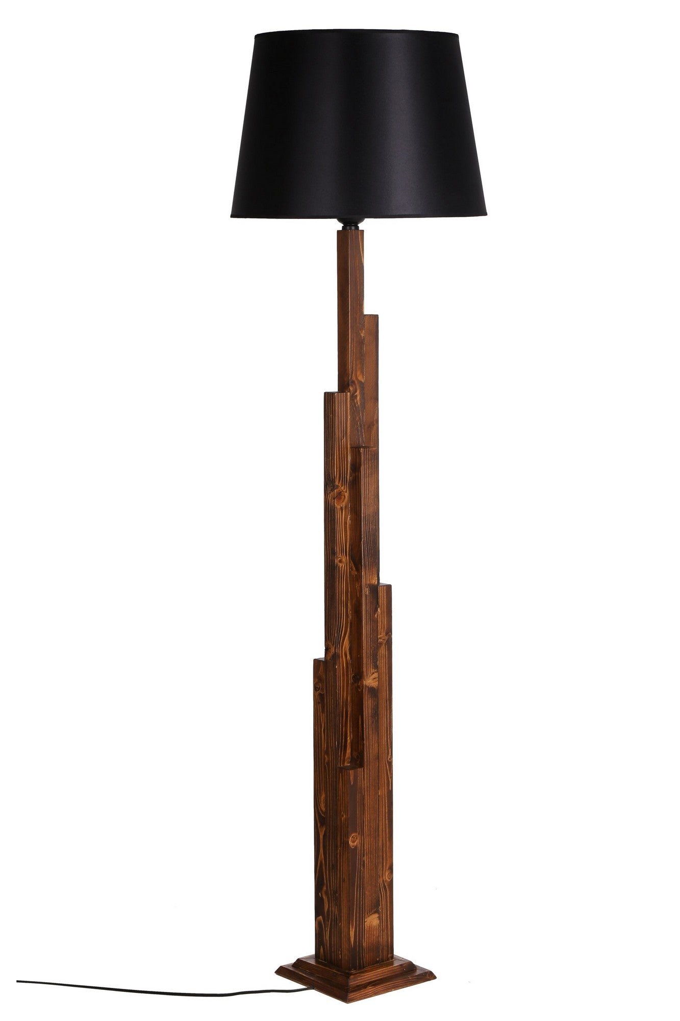 Lampadaire design Abies H175cm Bois foncé et Tissu Noir