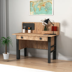 Bureau avec tiroir Donall L120cm Bois naturel et Anthracite