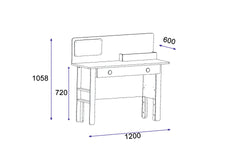 Bureau avec tiroir Donall L120cm Bois naturel et Anthracite