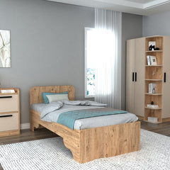 Lit simple pour enfant Dany 90x190cm Bois clair Beige