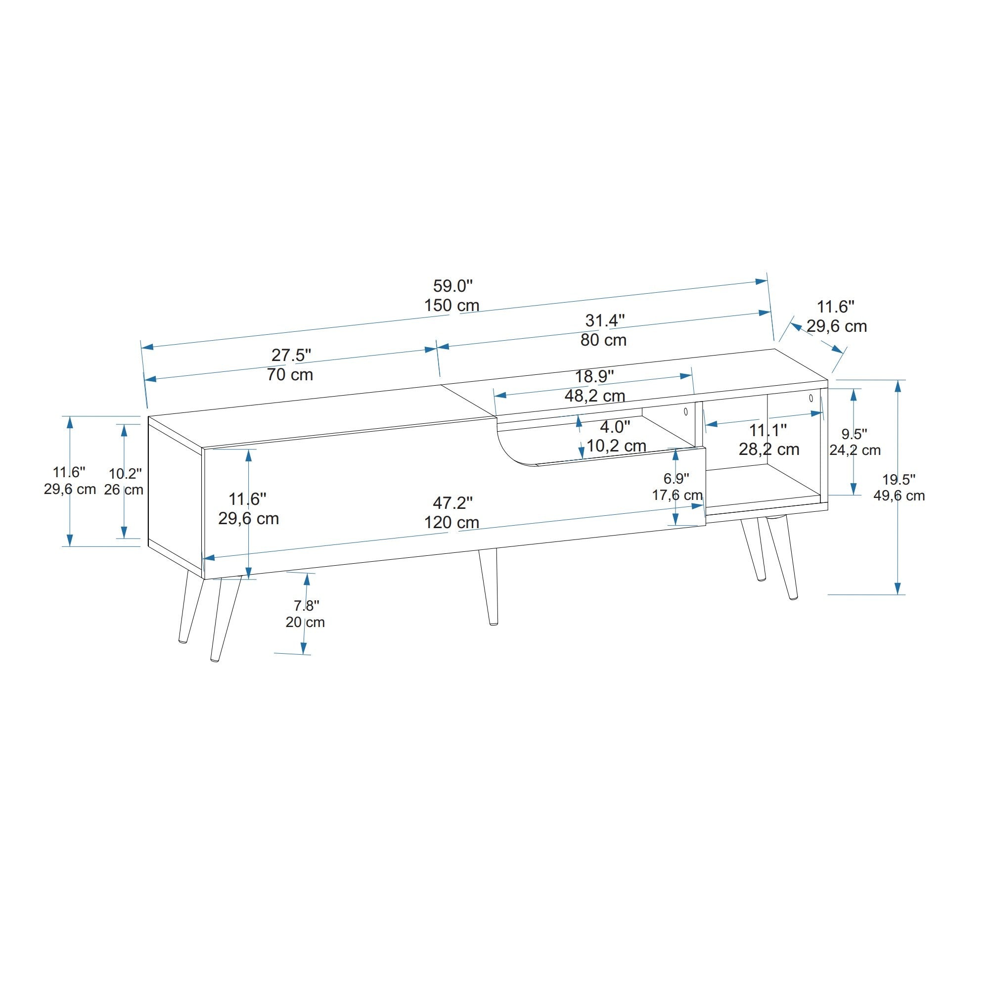 Meuble TV Mayas L150cm Bois clair et Anthracite