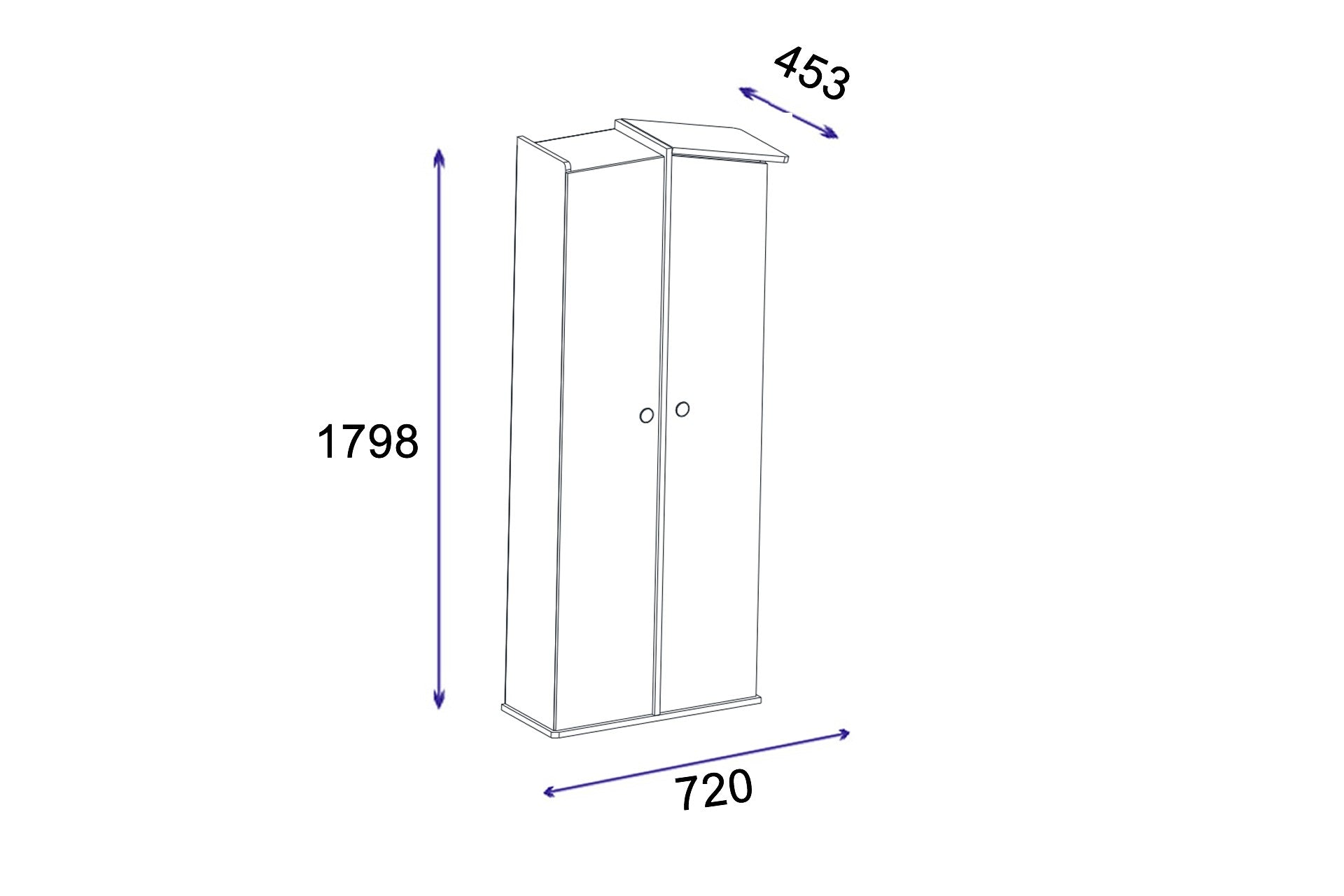 Armoire avec 2 portes Donall L72cm Bois naturel et Anthracite