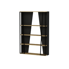 Étagère bibliothèque design Sirene L124cm Bois clair et Noir et Métal Noir