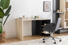 Bureau avec plateau extensible Franky L120cm Bois Beige et Anthracite