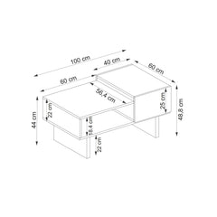 Table basse avec rangement Franky L100cm Beige et Anthracite