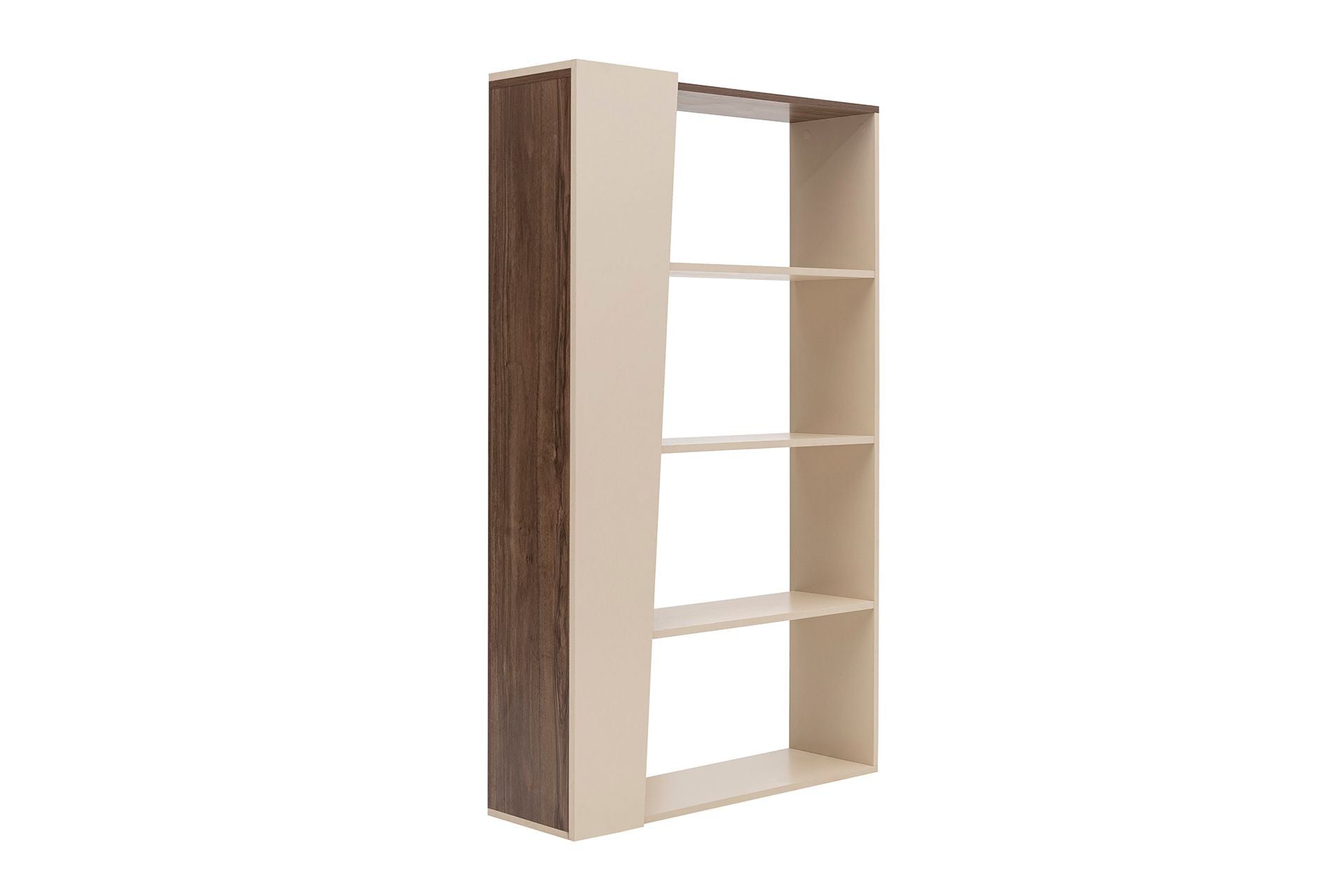 Étagère bibliothèque style scandinave Lyria L100cm Bois foncé et Beige