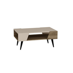 Table basse style scandinave Essas L90cm Bois foncé et Beige