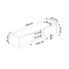 Meuble TV design 2 portes Audia L160cm Bois clair et Blanc