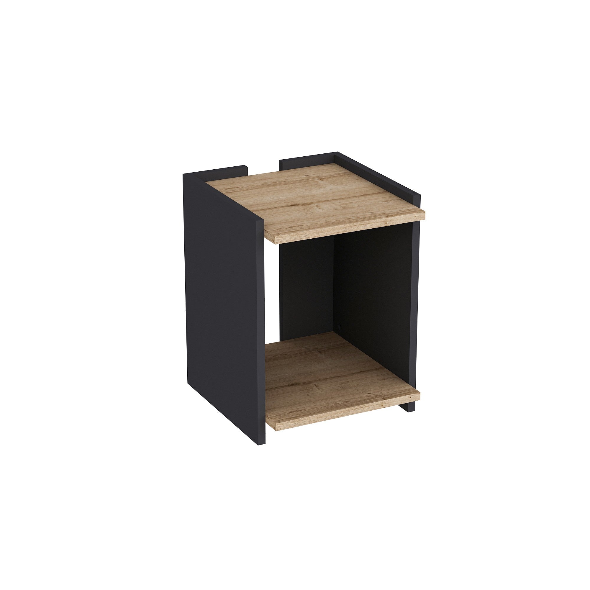 Table d'appoint design avec rangement Varrio L38,6xH48cm Anthracite et Bois clair