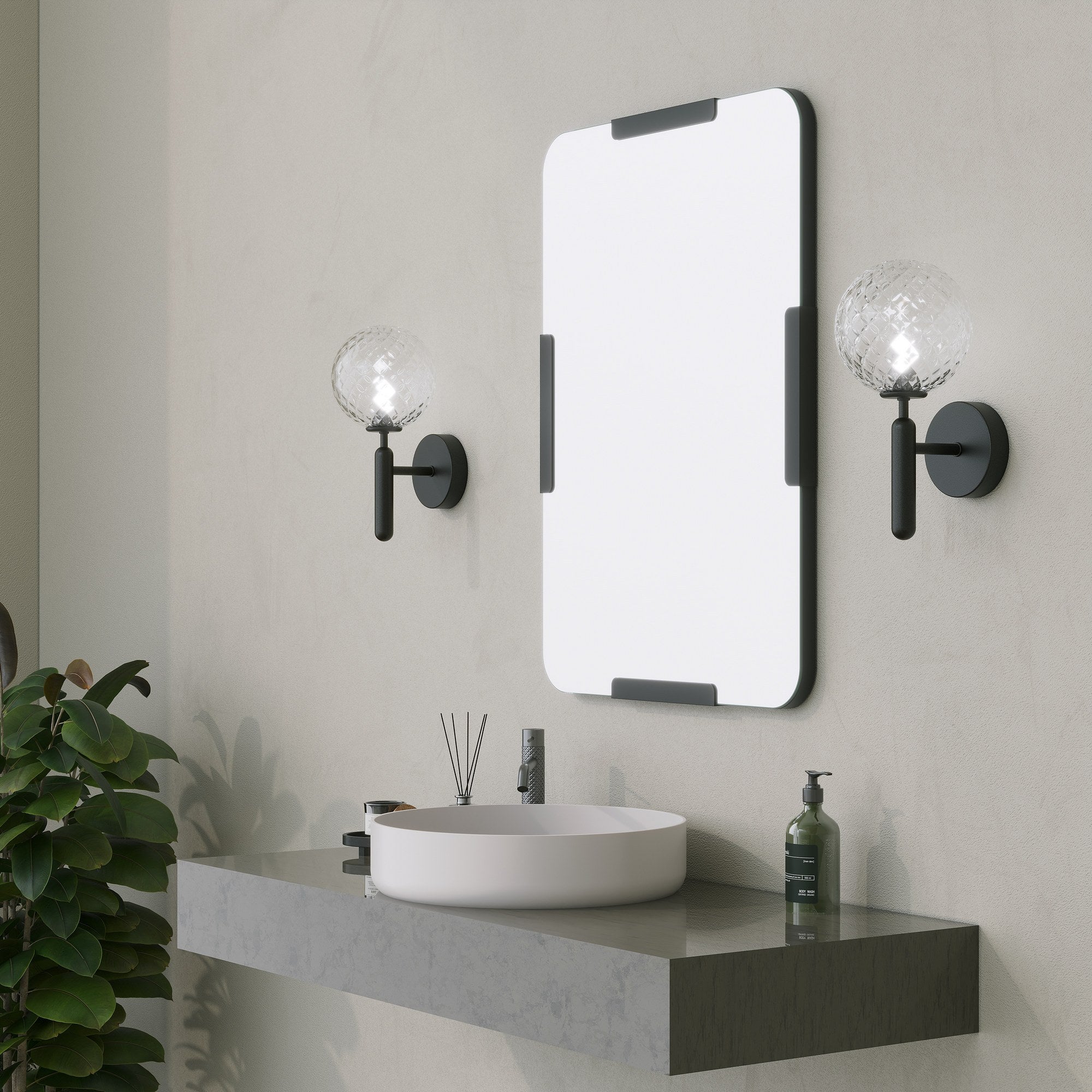 Miroir murale Arofe 50x70cm Métal Noir