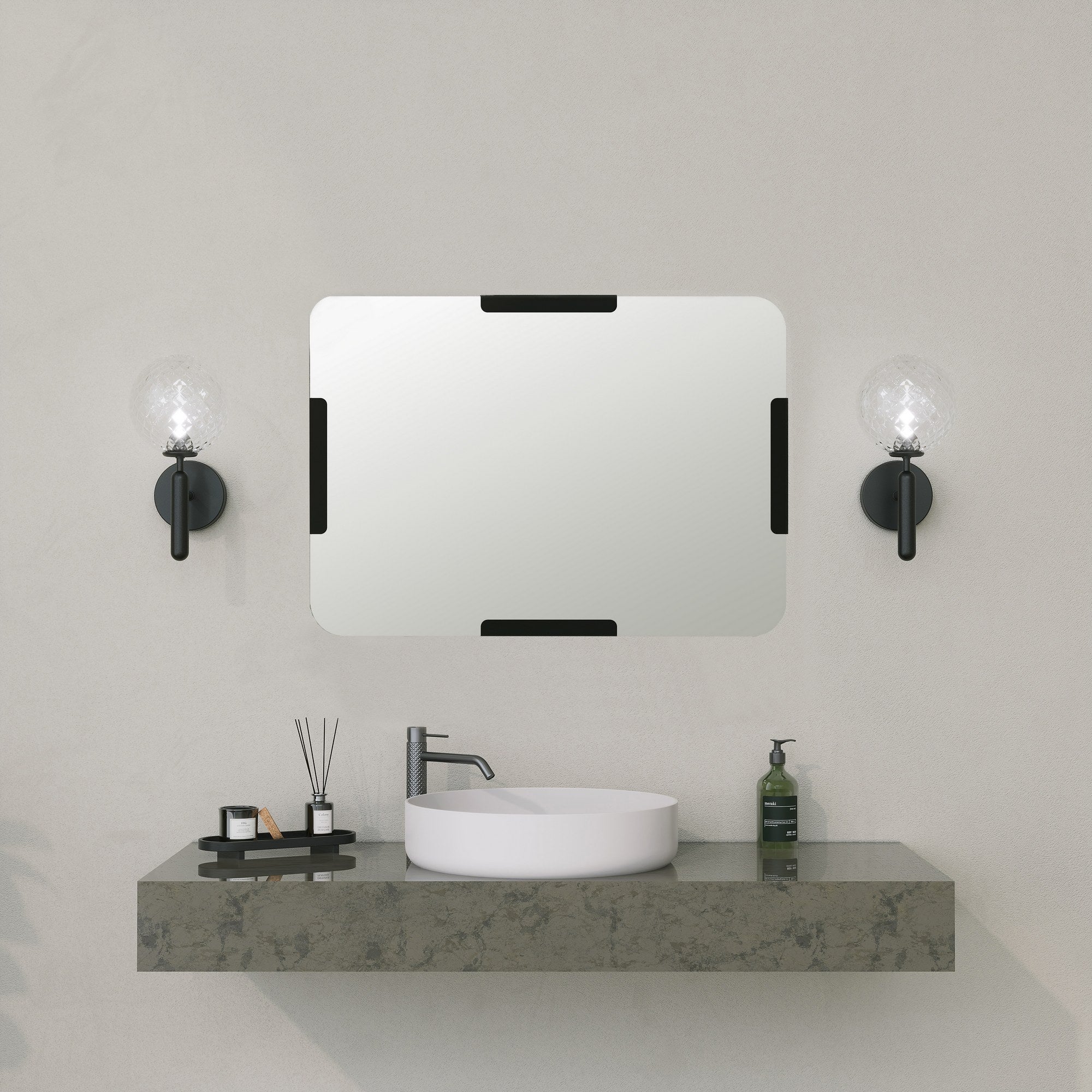 Miroir murale Arofe 50x70cm Métal Noir