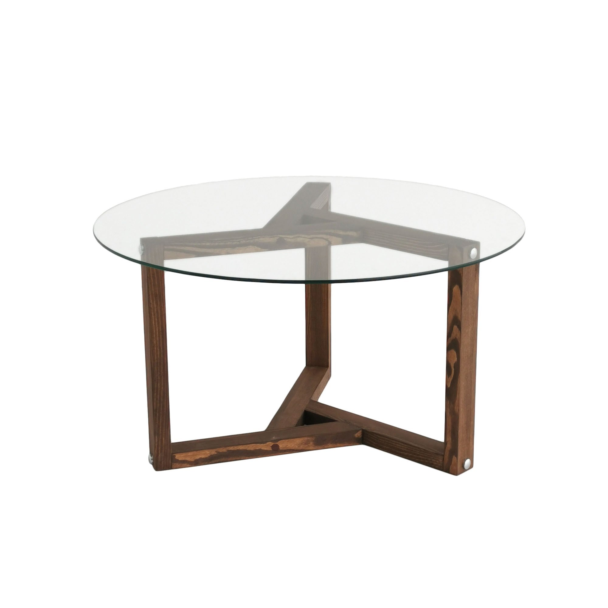 Table basse design cosmo D75cm Verre trempé Transparent et Pin massif foncé