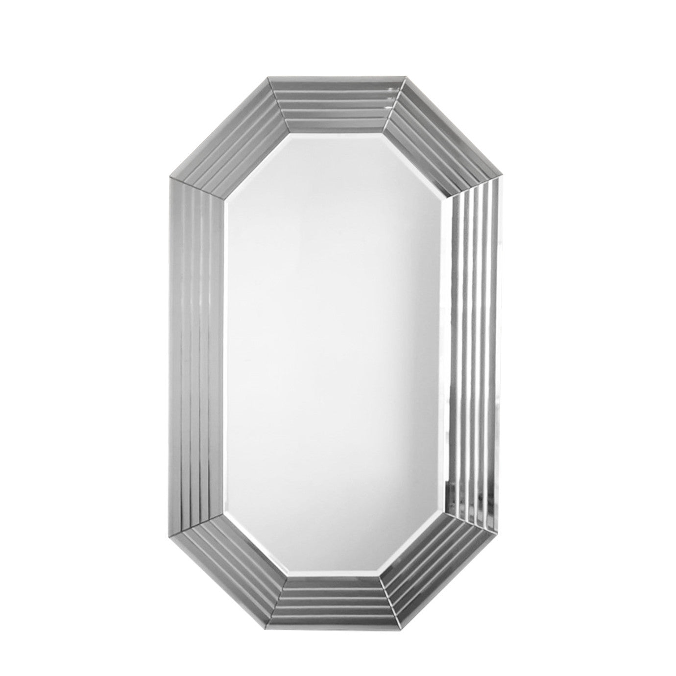 Miroir décoratif hexagone Bekota 60x100cm Verre Trempé Argent