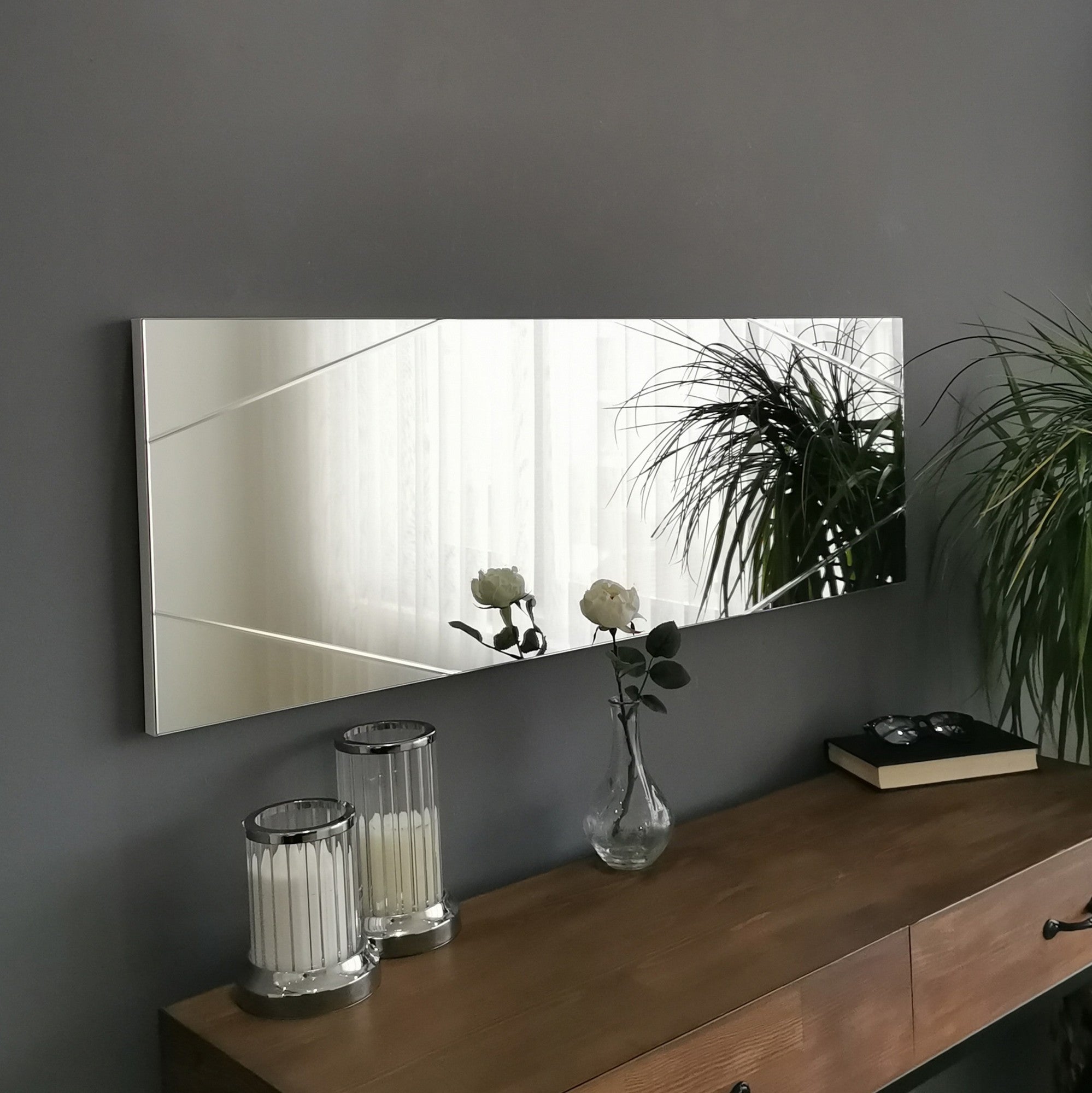 Miroir décoratif Magsonna L105xH35cm Argent