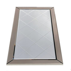 Miroir décoratif Lyame L65xH130cm Verre Motif Losange Argent