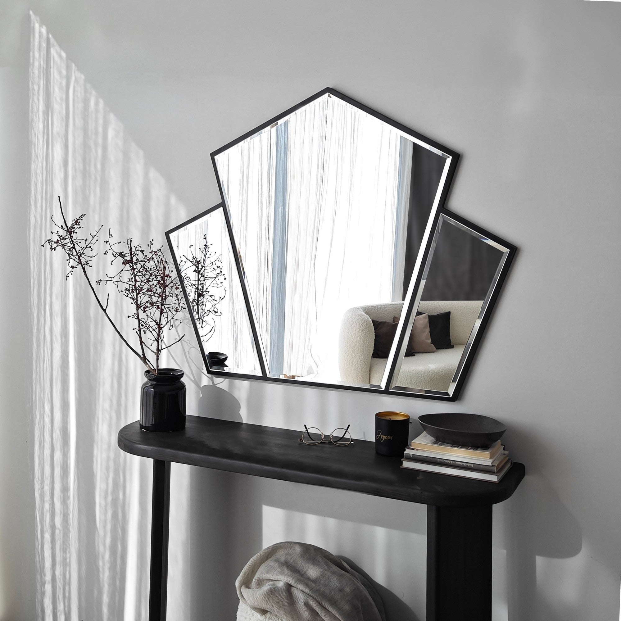 Miroir décoratif Amoda L95xH76cm Bois Noir