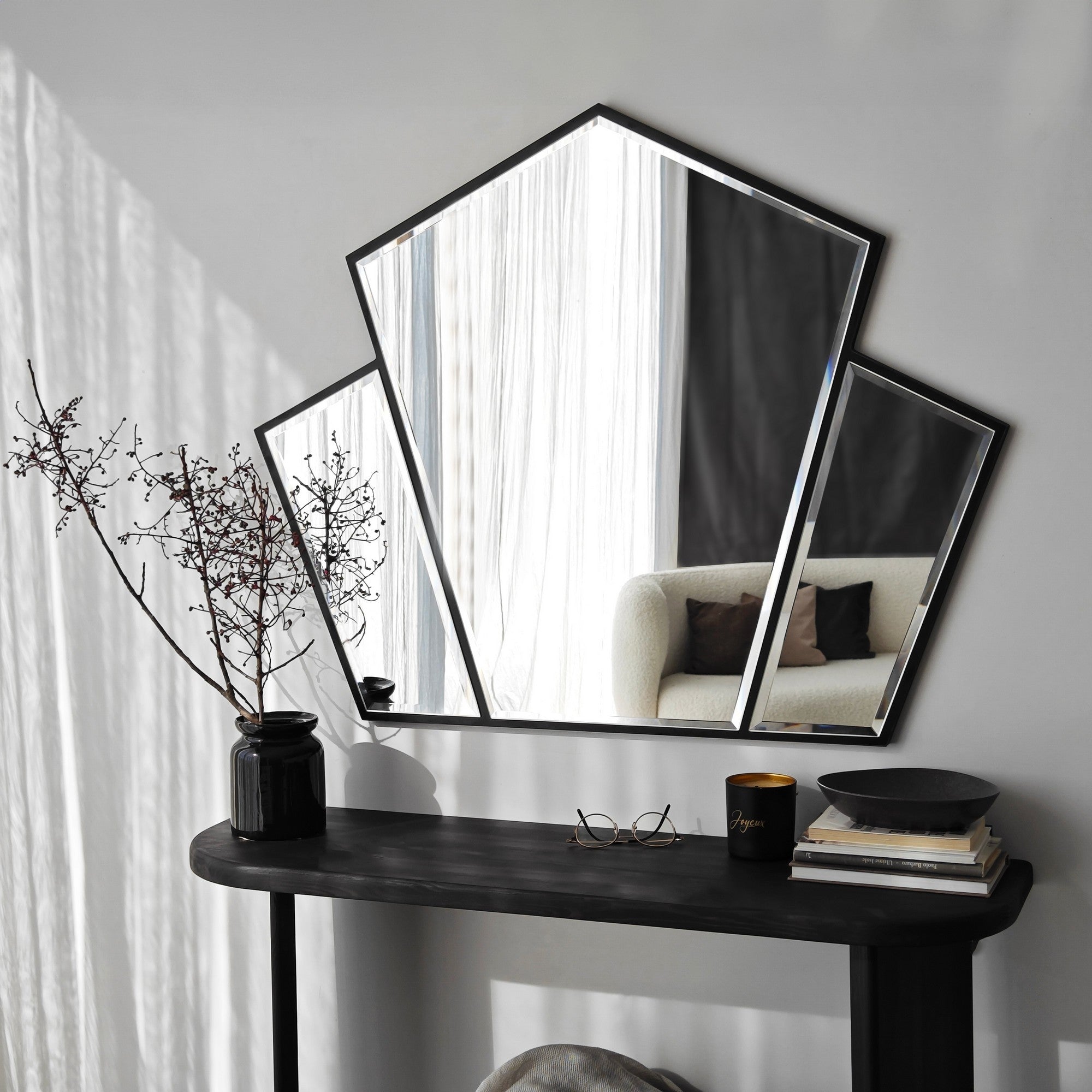 Miroir décoratif Amoda L95xH76cm Bois Noir