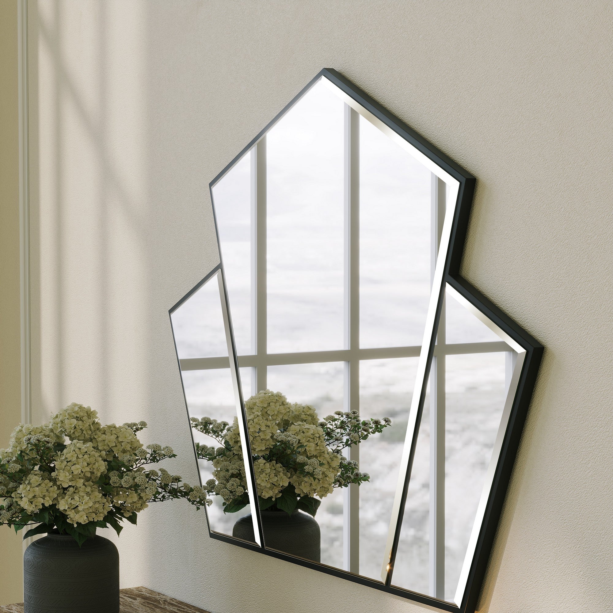 Miroir décoratif Amoda L95xH76cm Bois Noir