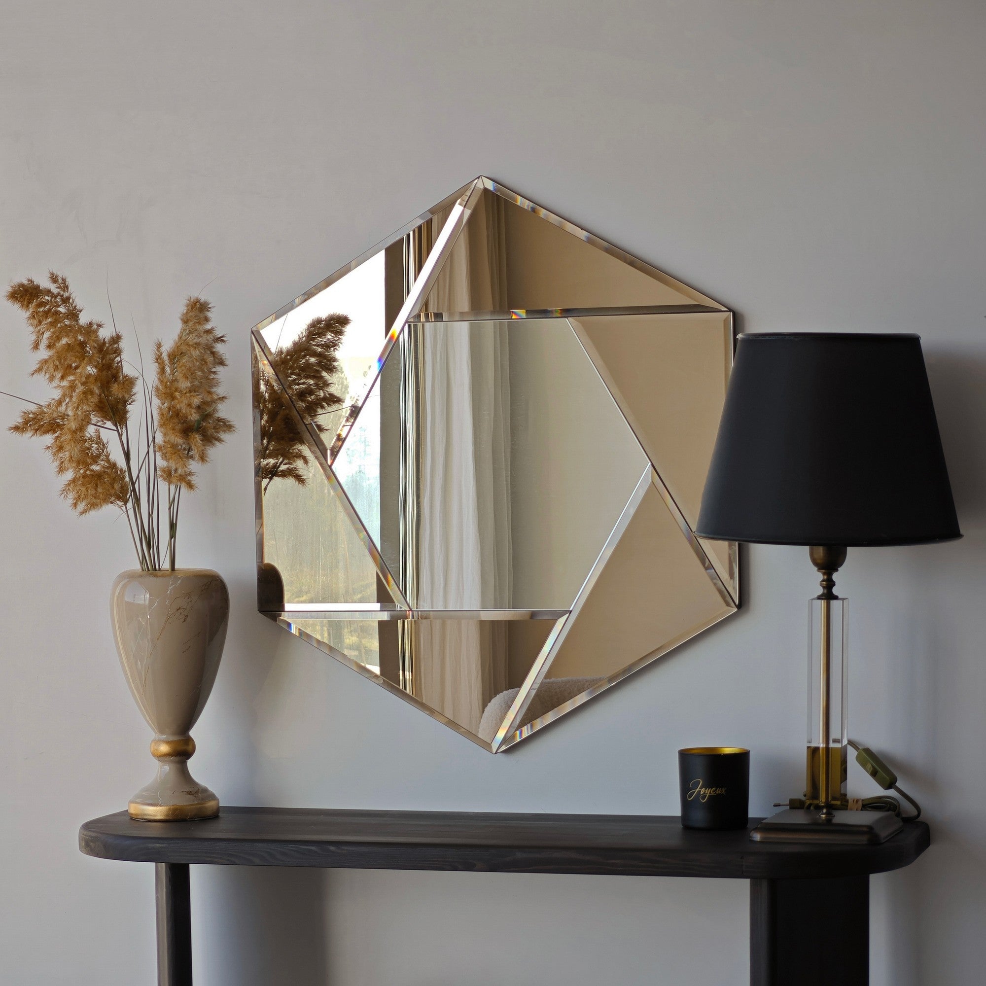 Miroir décoratif hexagone Alcot L60xH70cm Bronze