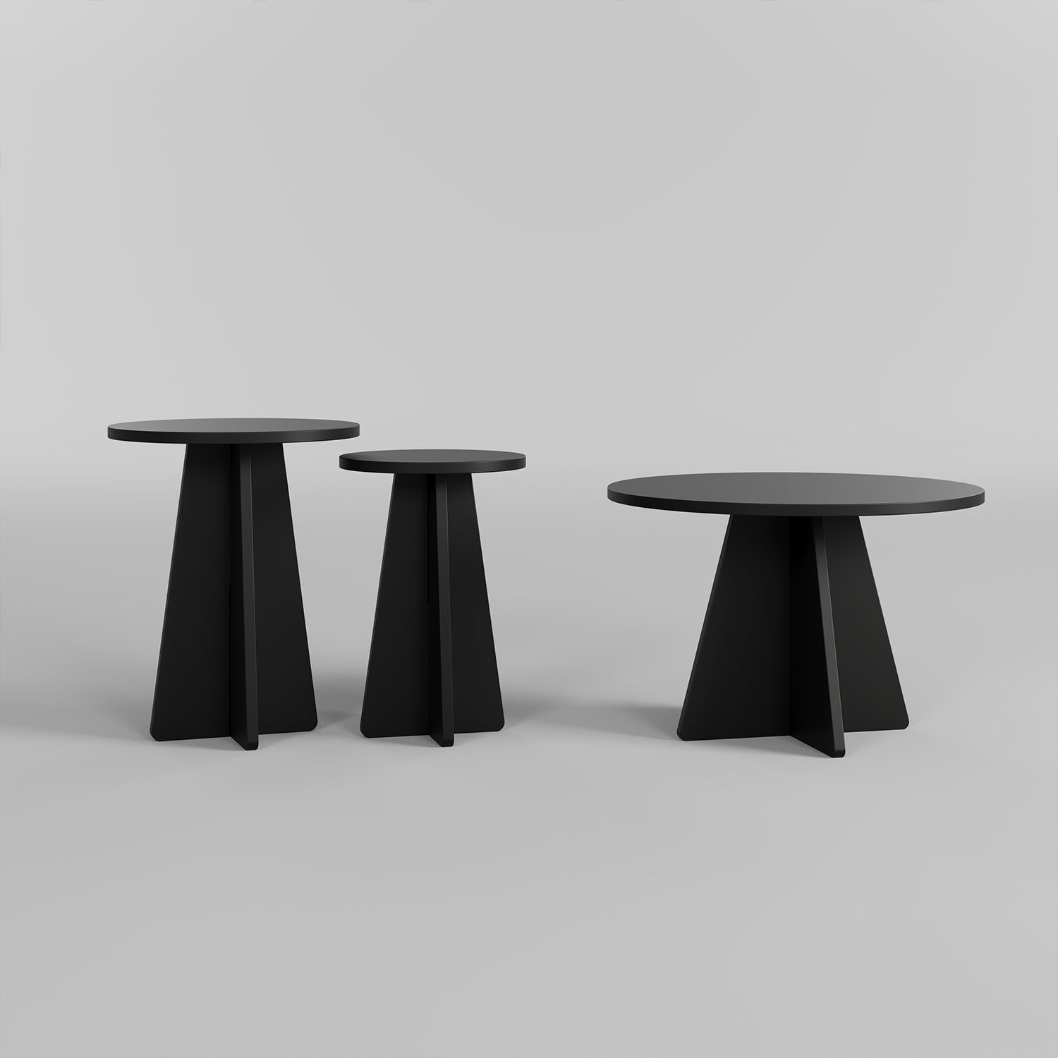 Lot de 3 tables basses gigognes moderne Ralio Noir